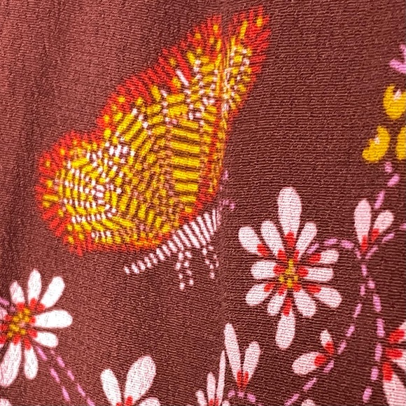 Madewell Tie-Sleeve Brick Red Wrap Top in Butterfly Sanctuary with Tie Sleeves - Picture 12 of 16